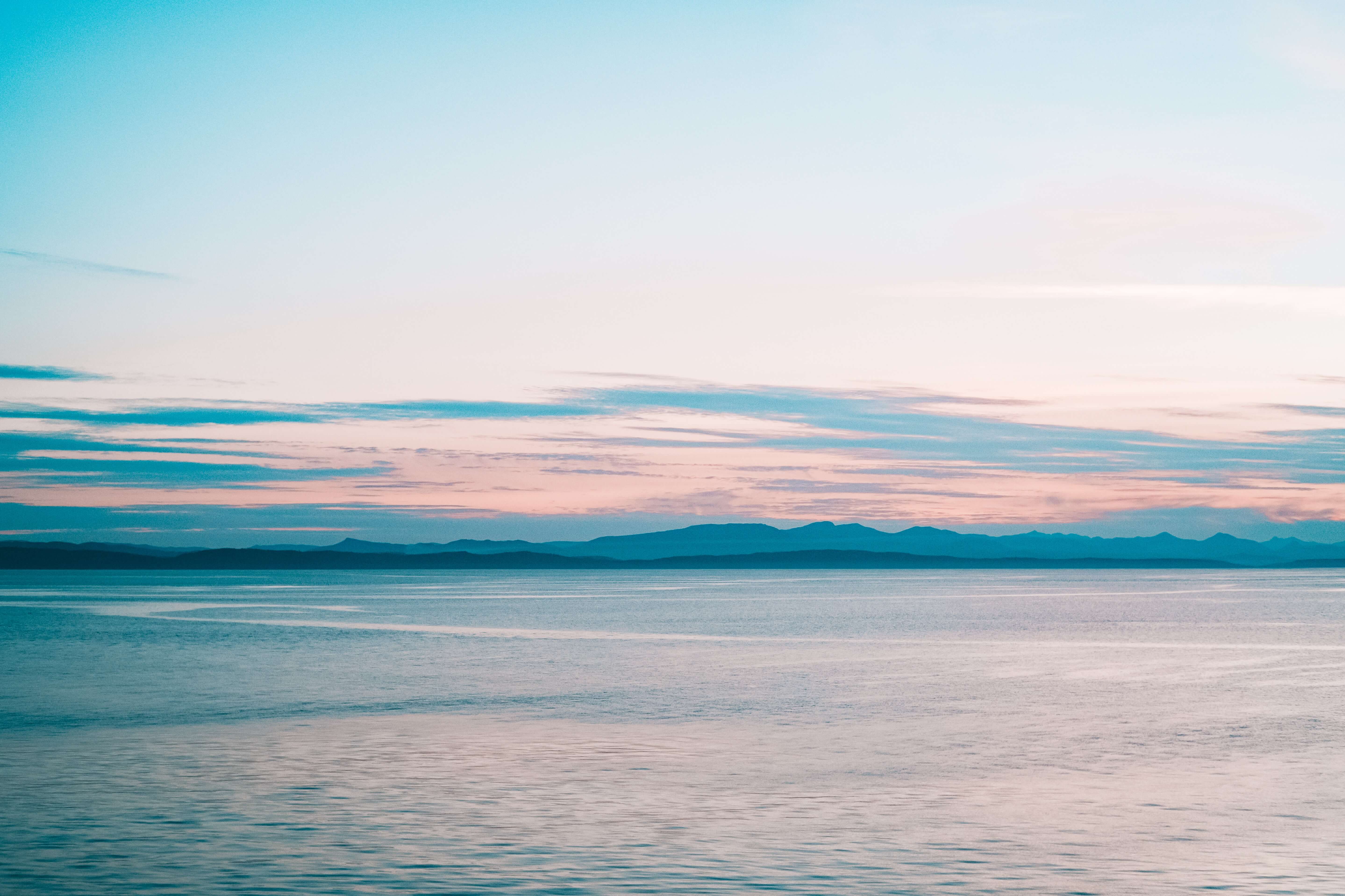 Scenic background of water at sunset